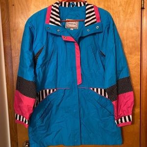 Vintage 90s Color Block Color-Block Patchwork Current Scene Raincoat M